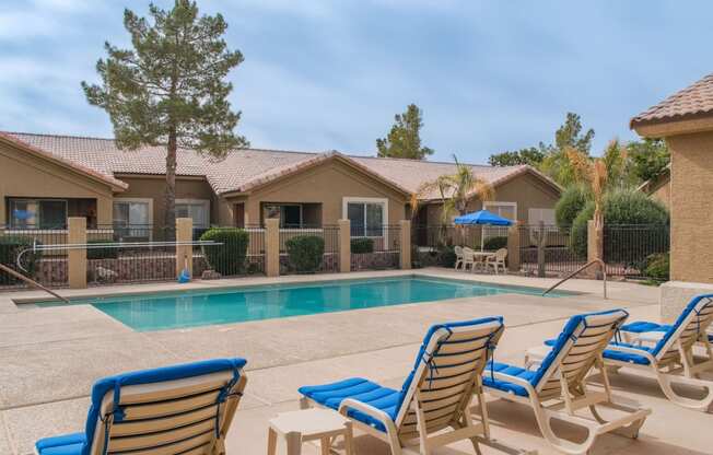 our apartments have a pool and lounge chairs