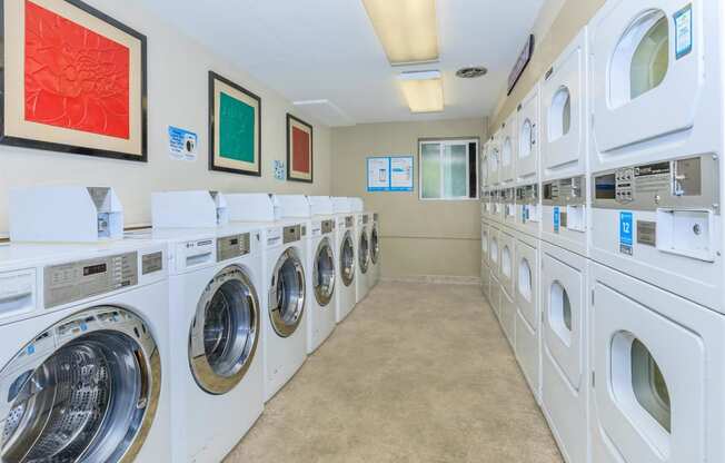 washer and dryers in the laundry room at Lincoln Village Apartments, Spokane