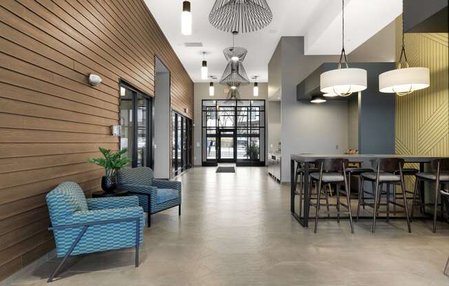 Modern Lobby and lounge area at Helix at Lake Mary Apartments