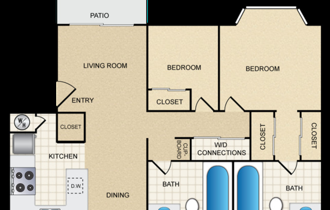 2 beds, 2 baths, 1,010 sqft, $1,695, Unit 6528