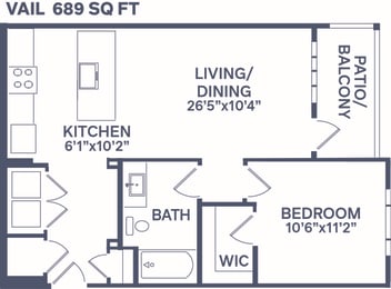 1 bed, 1 bath, 689 sqft, $1,675