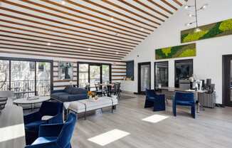 Living room with black couch at Maxwell Townhomes, San Antonio