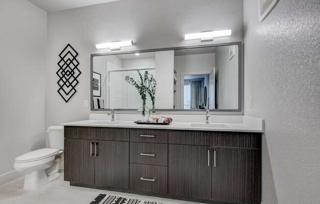 a bathroom with a sink and a toilet and a mirror