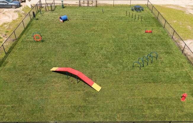 Aerial view of dog run at The Liberty Apartments in Golden Valley, MN