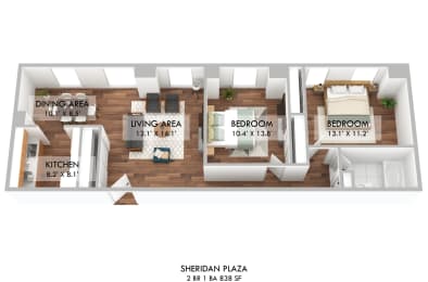 2 beds, 1 bath, $2,189