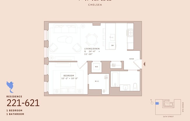 1 bed, 1 bath, 678 sqft, $6,932