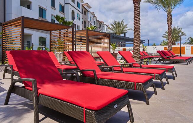 a group of lawn chairs sitting on top of a table