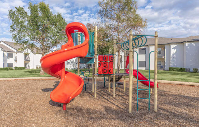 our playground is equipped with a slide and climbing equipment