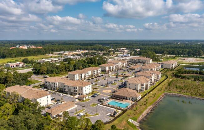 And angled aerial view of the Flats at Sundown in North Port, Florida