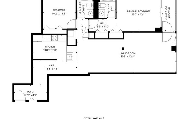 2 beds, 2 baths, 1,050 sqft, $3,550, Unit 6-6W