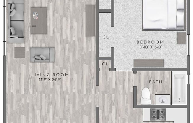 1 bed, 1 bath, 628 sqft, $2,465