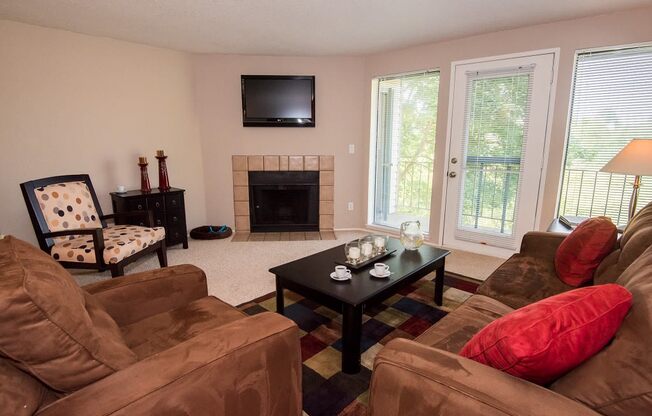 Sunstone Parc Model Apartment Living Room & Fireplace