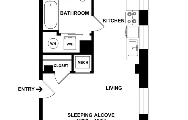 Studio, 1 bath, 474 sqft, $1,965, Unit H-407