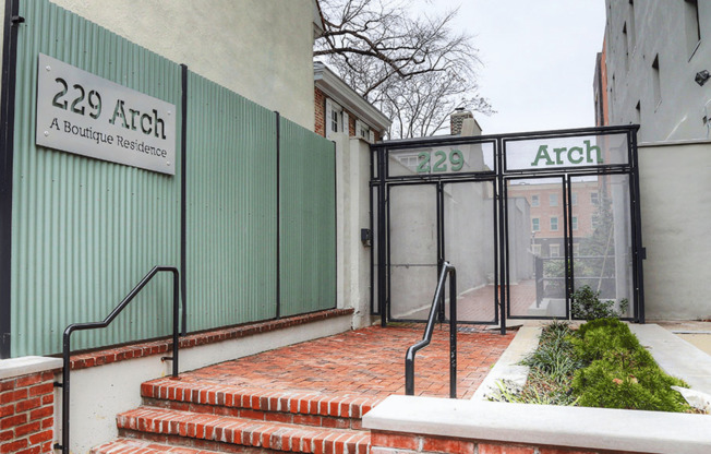 Welcome to 229 Arch, a charming boutique residence with a stylish entrance.