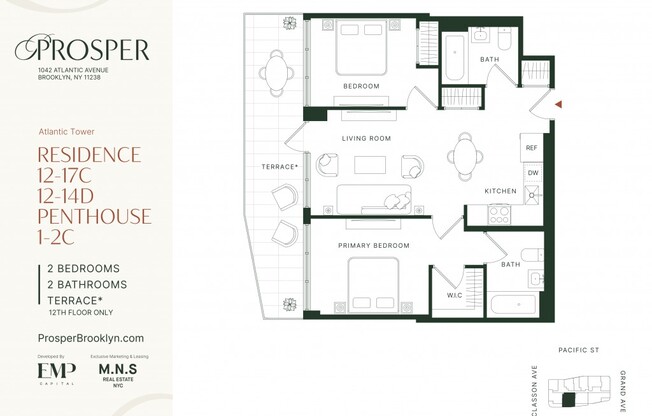 2 beds, 2 baths, $5,096, Unit 15C