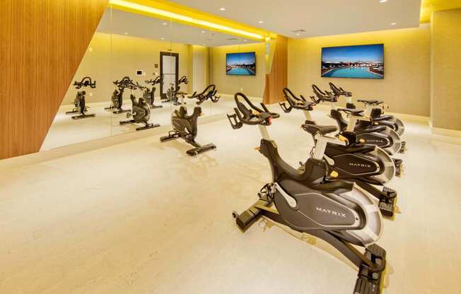 a gym full of exercise bikes at The Enclave, New Jersey