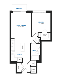 1 bed, 1 bath, 706 sqft, $2,081