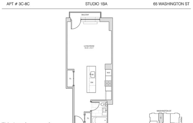 Studio, 1 bath, $3,625, Unit 3C