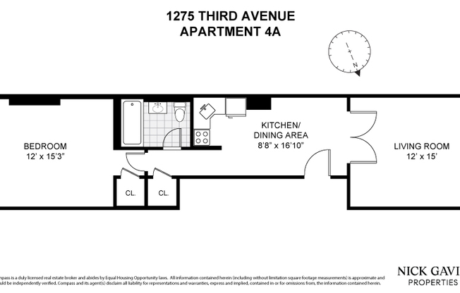 1 bed, 1 bath, $2,900, Unit 4A