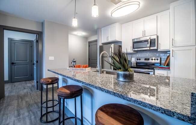 Gourmet Kitchen With Island at Latitude at South Portland Apartment, Maine, 04106