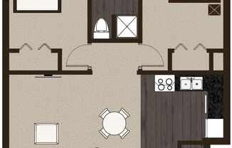 2 beds, 1 bath, 725 sqft, $1,460, Unit 308