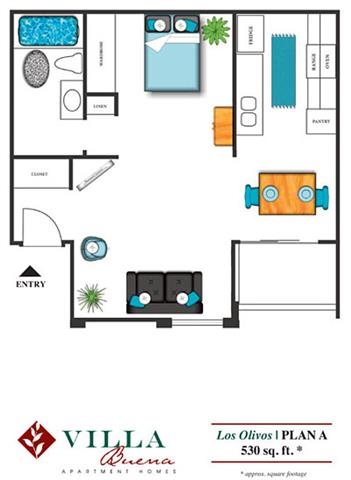 Studio, 1 bath, 530 sqft, $2,215