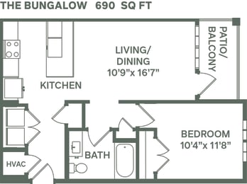 1 bed, 1 bath, 690 sqft, $1,440