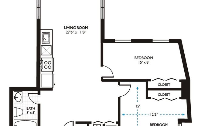2 beds, 1 bath, 570 sqft, $2,350, Unit 102