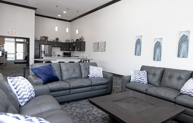 a living room with couches and a coffee table