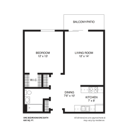 1 bed, 1 bath, 630 sqft, $1,100