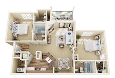 2 beds, 2 baths, 1,225 sqft, $1,570