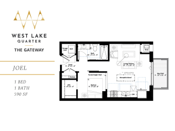 Studio, 1 bath, 590 sqft, $1,515
