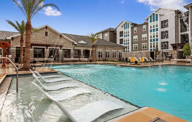 pool area at the bradley braddock road station apartments