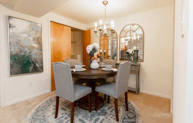 Spacious and bright Spring Hill Townhome dining room with storage at Spring Hill Apartments & Townhomes, Baltimore