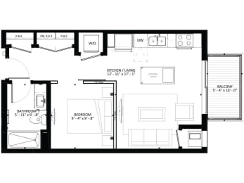 Studio, 1 bath, 554 sqft, $1,400