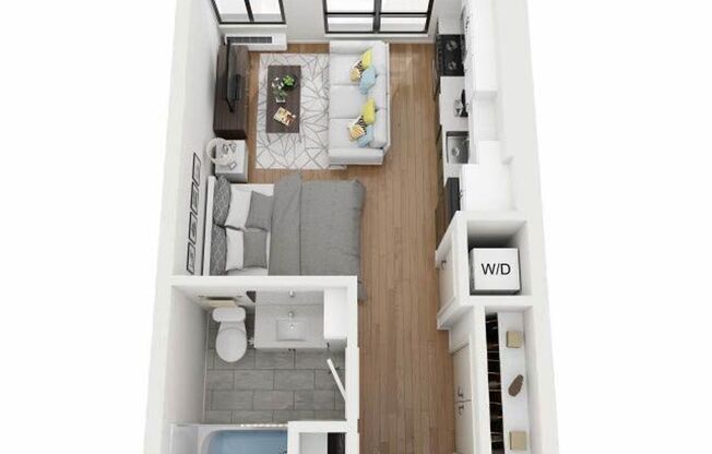Studio, 1 bath, 401 sqft, $1,260, Unit 212