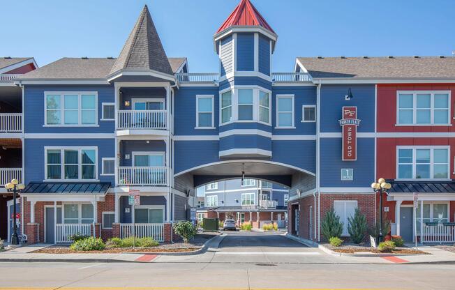 a house that is parked in front of a building