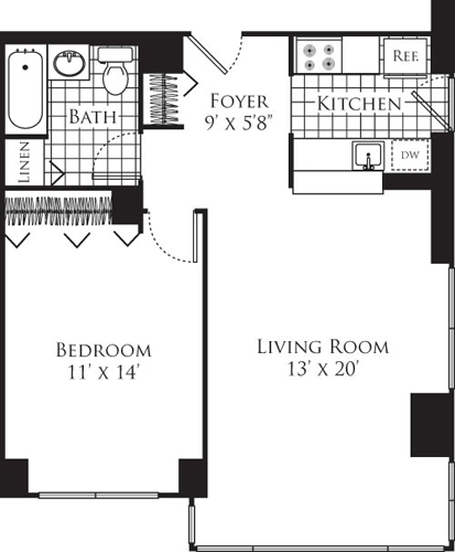 1 bed, 1 bath, 737 sqft, $4,956, Unit 10K