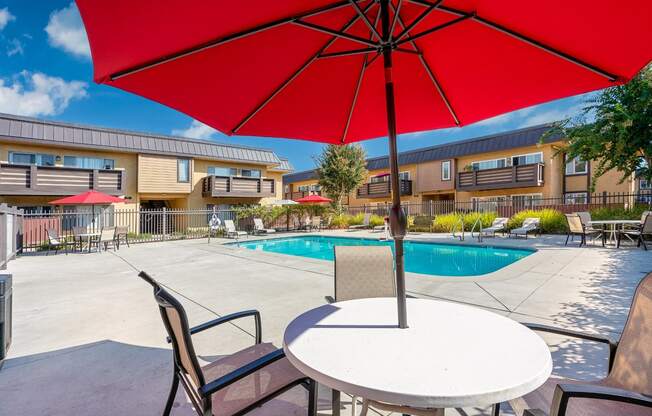 resident pool with patio seating