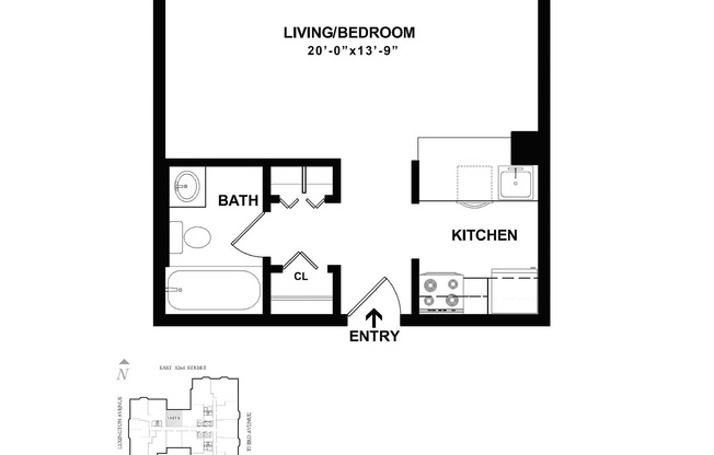 Studio, 1 bath, 437 sqft, $4,171, Unit E8R
