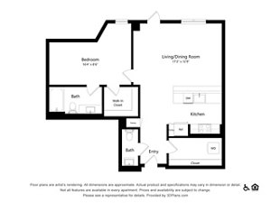 1 bed, 1 bath, 869 sqft, $3,274