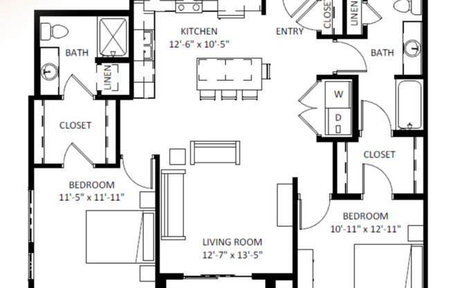 2 beds, 2 baths, 1,136 sqft, $2,370, Unit 5604-124