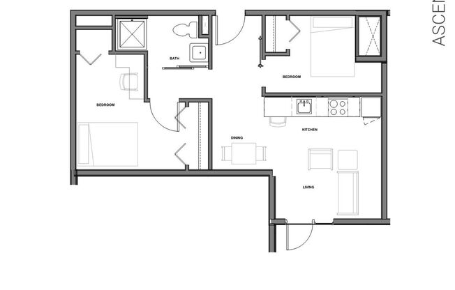 2 beds, 1 bath, 495 sqft, $1,595, Unit 212