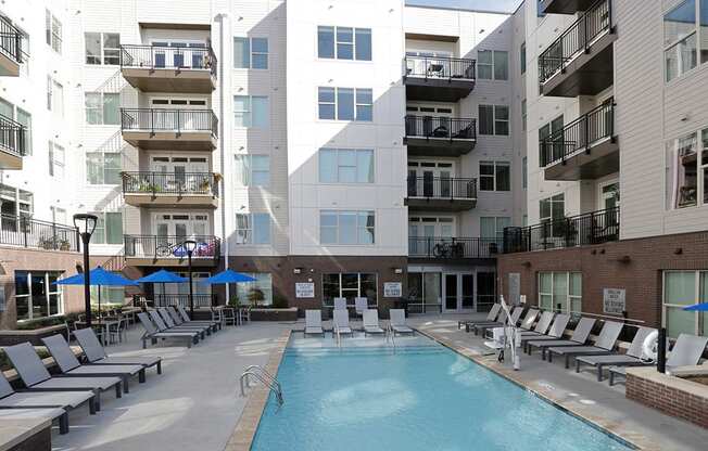 Pool With Sunning Deck at Link Apartments® West End, South Carolina