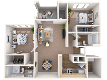 2 beds, 2 baths, 1,022 sqft, $1,610