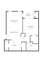 1 bed, 1 bath, 675 sqft, $1,270