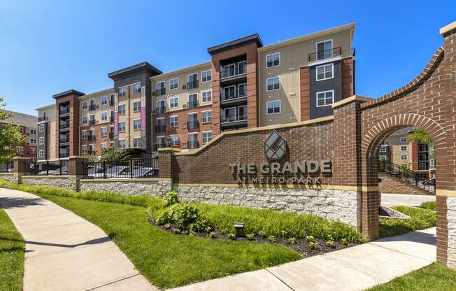the grande at city center apartments building entrance