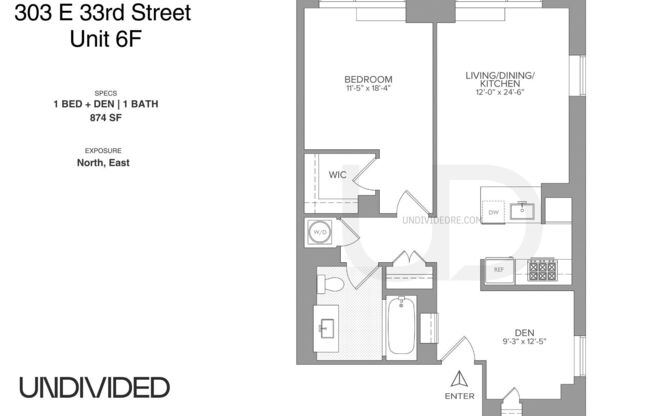 1 bed, 1 bath, 871 sqft, $5,950, Unit 6F