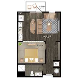 Studio, 1 bath, 730 sqft, $1,595