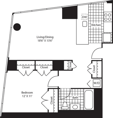 1 bed, 1 bath, 764 sqft, $4,084